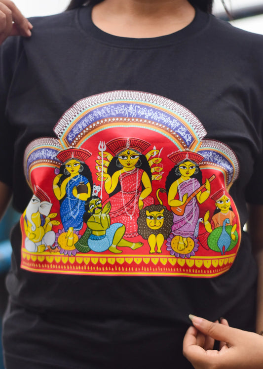 Patachitra Painted Durga Puja Tshirt