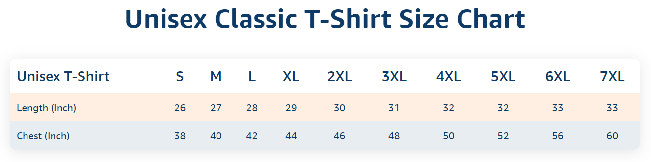 T-shirt Size Chart