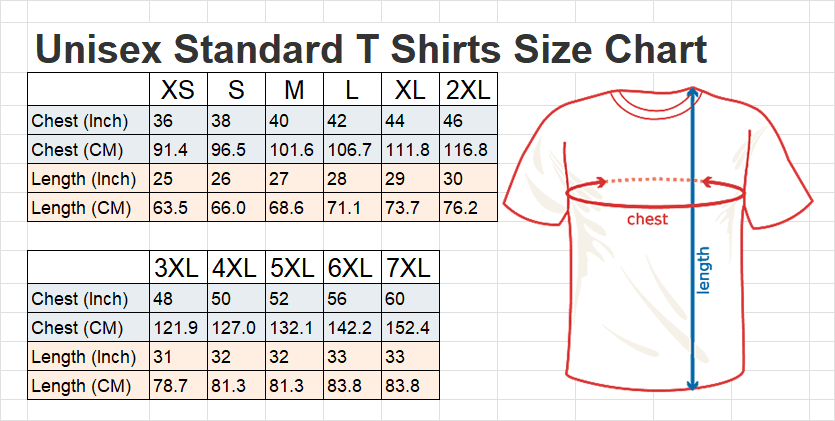 t-Shirt Size Chart