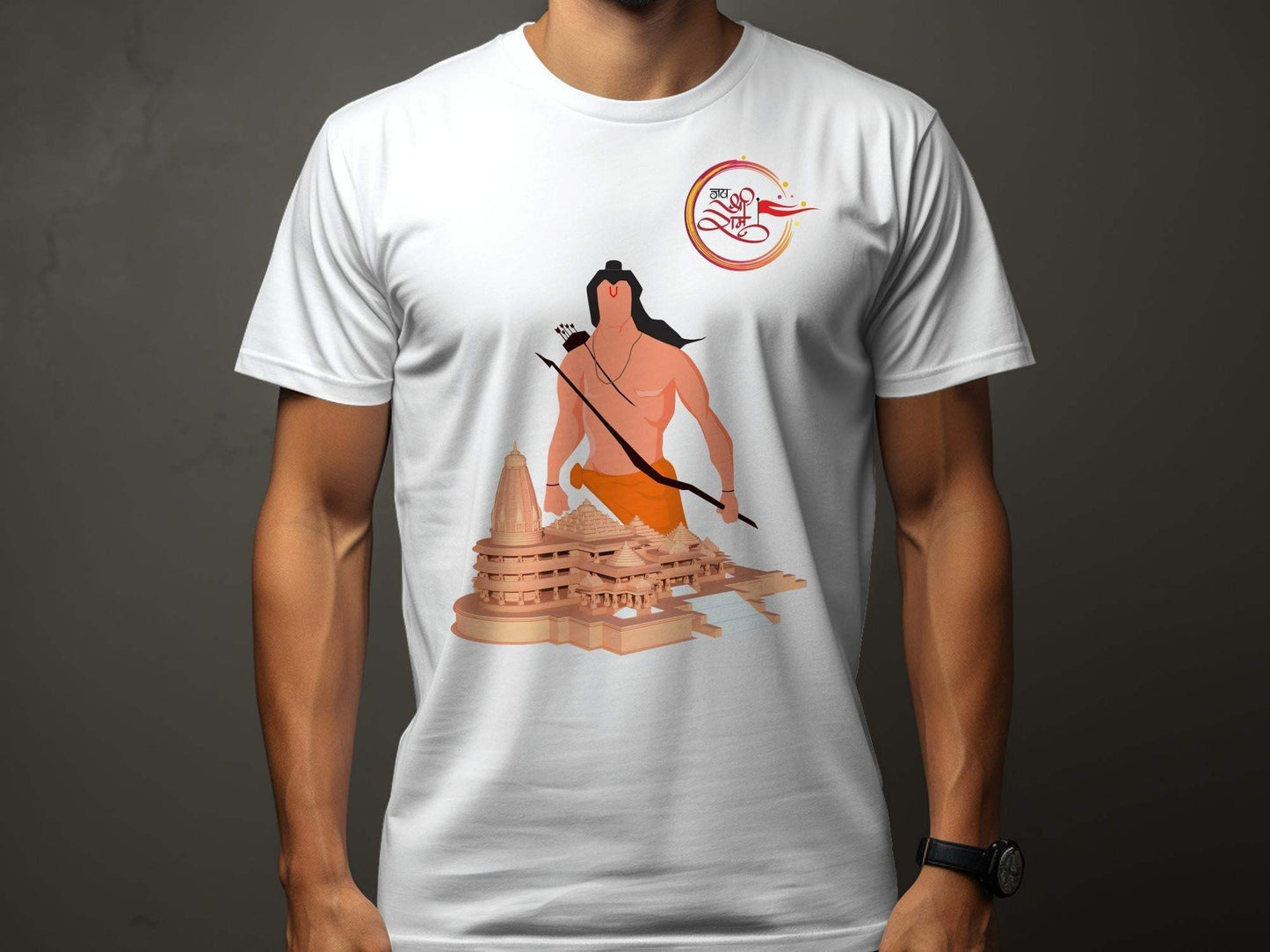 Elevate your devotion with our exclusive Shree Ram & Ram Mandir Ayodhya T-Shirt. Crafted from premium 100% cotton fabric and weighing 180GSM, this half-sleeve t-