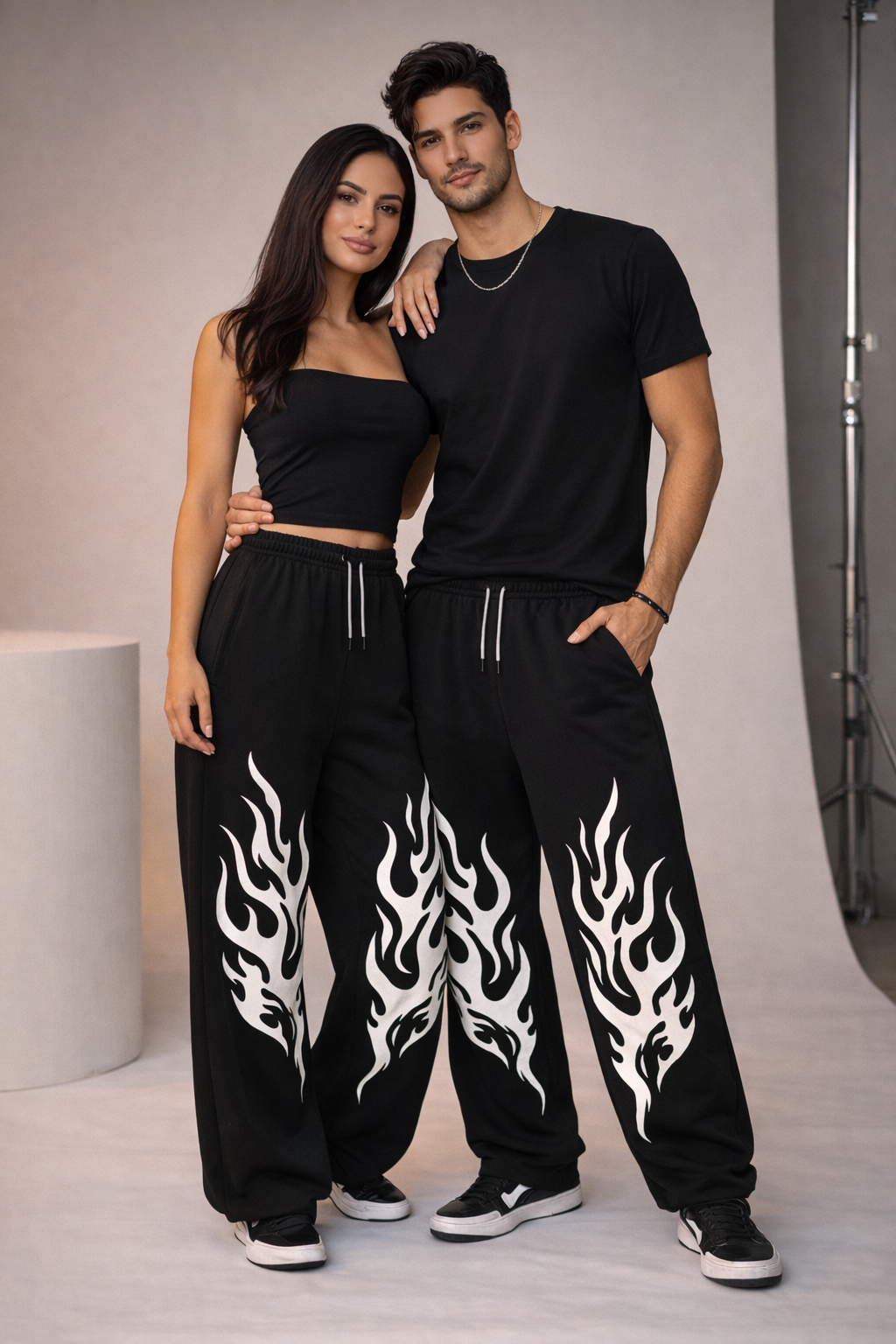 BLACK FLAME PRINT JOGGER
