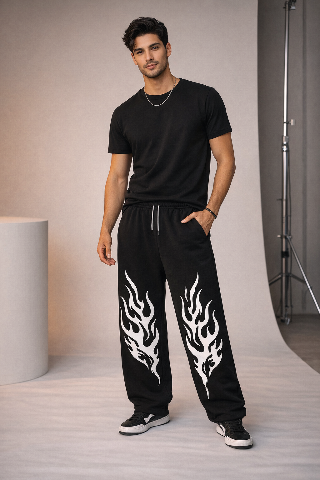 BLACK FLAME PRINT JOGGER