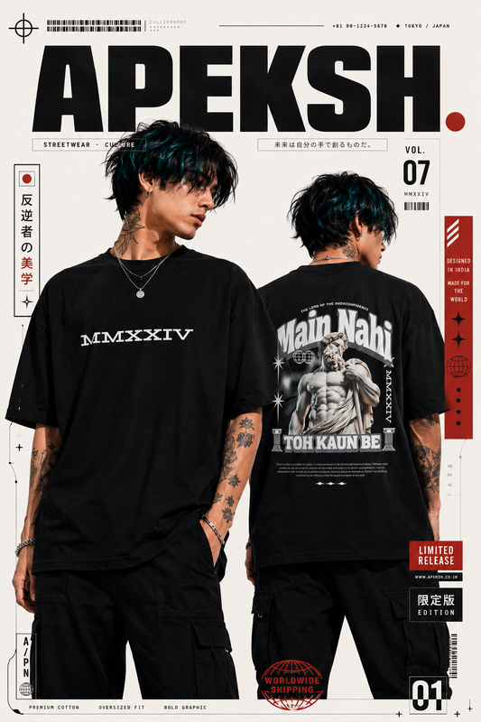 Two people wearing black t-shirts with visible branding on a magazine cover.