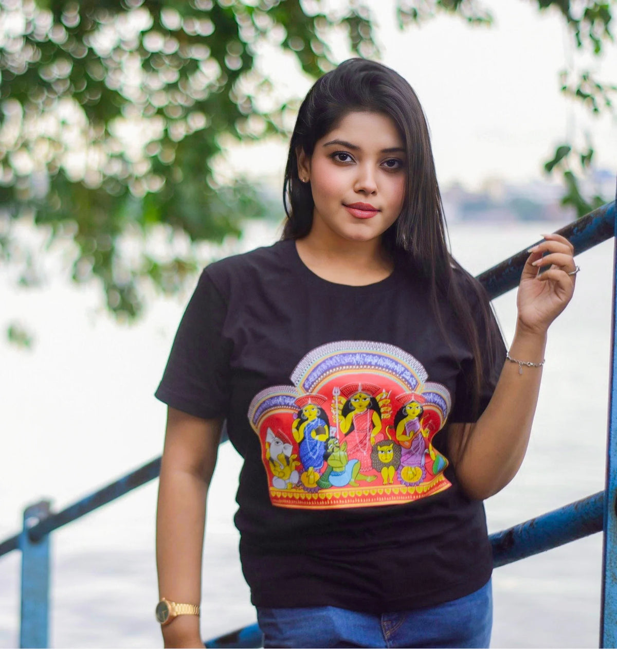 Patachitra Painted Durga Puja Tshirt