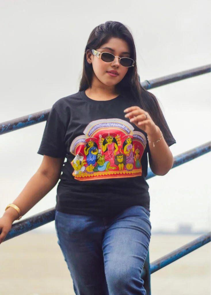 Patachitra Painted Durga Puja Tshirt