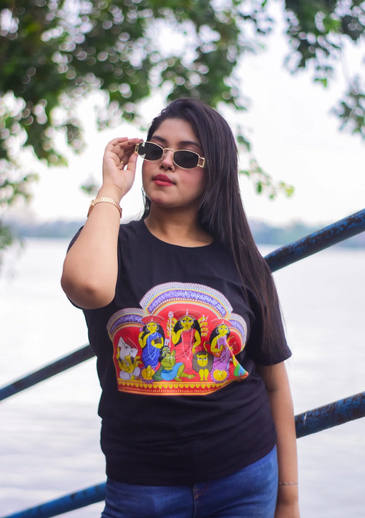 Patachitra Painted Durga Puja Tshirt