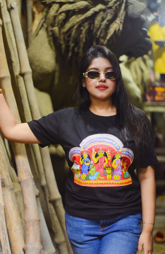 Patachitra Painted Durga Puja Tshirt
